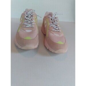 Sneakers Fashion Chunky Platform Pastel Pink Neon Trim Athletic Shoes